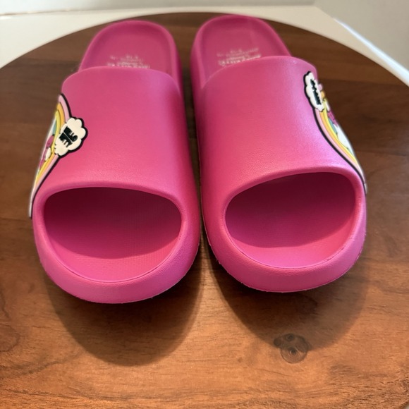 Hello Kitty by Sanrio Logo Bright Pink Adult's Slide Women's Size 9/10 Comfort - Picture 3 of 12